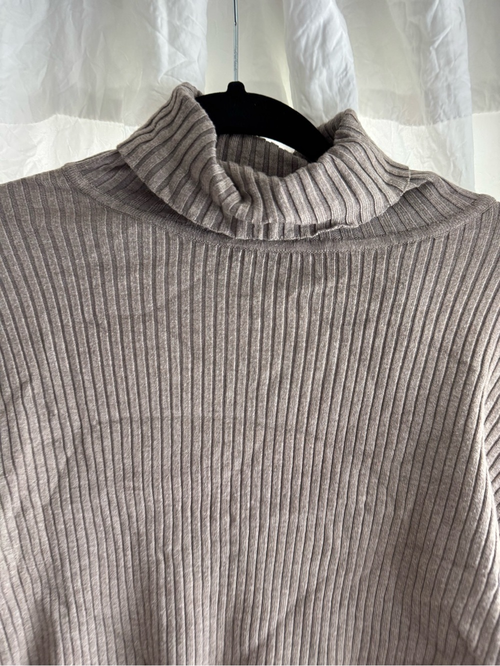 Seraphine maternity Ribbed Long-Sleeve Turtleneck Midi Dress in Taupe - Picture 3 of 5